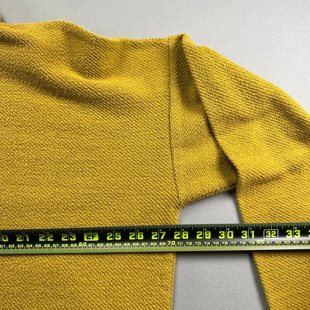 Aerie Sweater Womens L Yellow Cotton Textured Tight Knit Turtleneck Cozy Winter